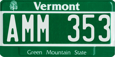 VT license plate AMM353