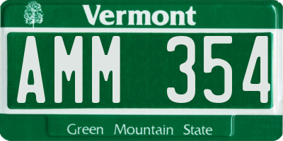 VT license plate AMM354