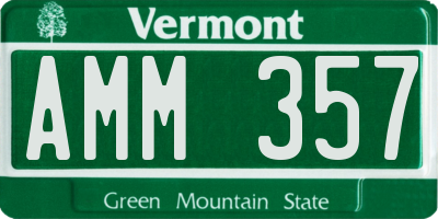 VT license plate AMM357
