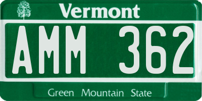 VT license plate AMM362