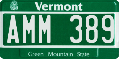 VT license plate AMM389