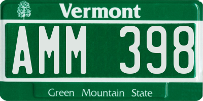 VT license plate AMM398