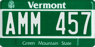 VT license plate AMM457