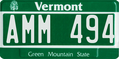VT license plate AMM494