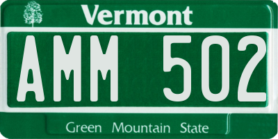 VT license plate AMM502