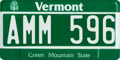 VT license plate AMM596