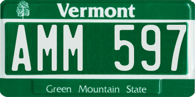 VT license plate AMM597