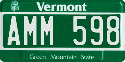 VT license plate AMM598