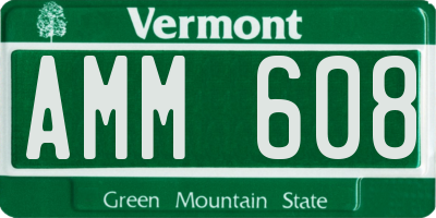 VT license plate AMM608