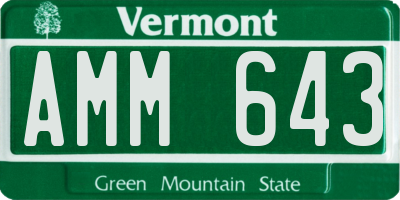 VT license plate AMM643