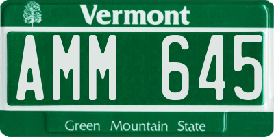VT license plate AMM645