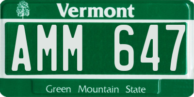 VT license plate AMM647