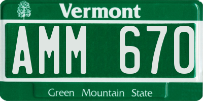 VT license plate AMM670