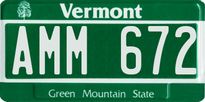 VT license plate AMM672