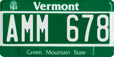VT license plate AMM678