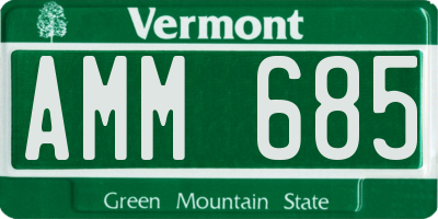VT license plate AMM685