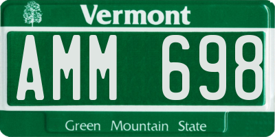 VT license plate AMM698