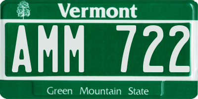 VT license plate AMM722