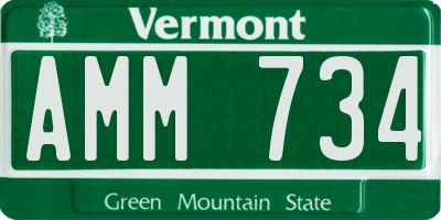 VT license plate AMM734