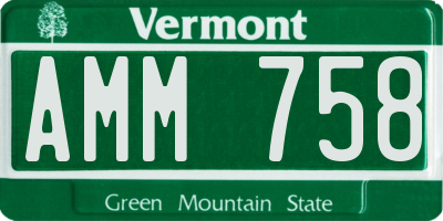 VT license plate AMM758