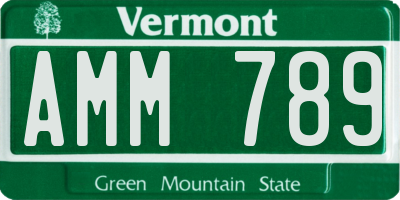 VT license plate AMM789