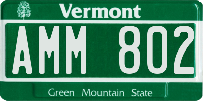 VT license plate AMM802