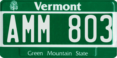 VT license plate AMM803