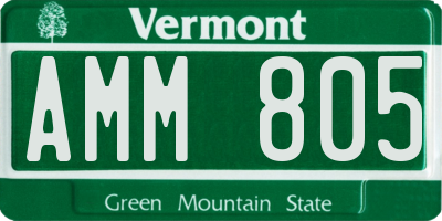 VT license plate AMM805