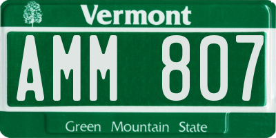 VT license plate AMM807