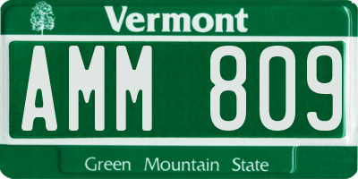 VT license plate AMM809