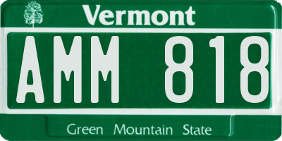 VT license plate AMM818
