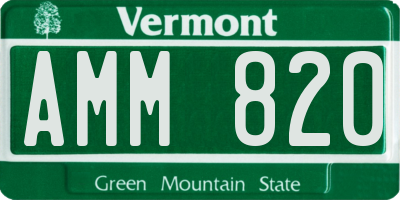 VT license plate AMM820