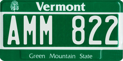 VT license plate AMM822
