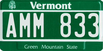 VT license plate AMM833