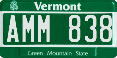 VT license plate AMM838