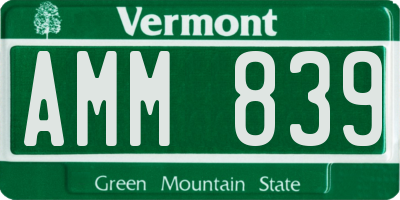 VT license plate AMM839