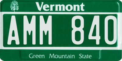 VT license plate AMM840