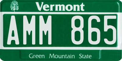 VT license plate AMM865
