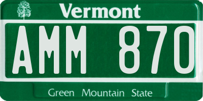 VT license plate AMM870