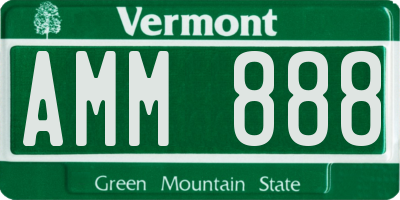 VT license plate AMM888