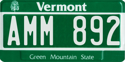 VT license plate AMM892