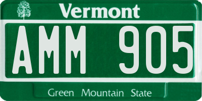 VT license plate AMM905