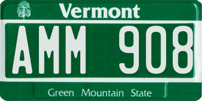 VT license plate AMM908