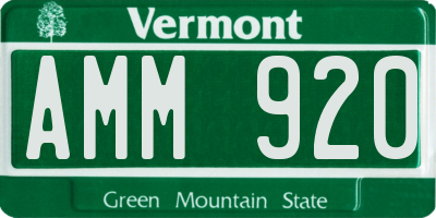 VT license plate AMM920