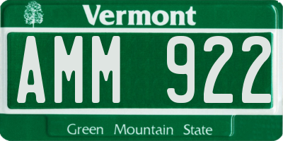 VT license plate AMM922