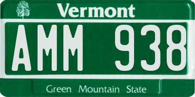 VT license plate AMM938