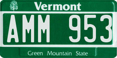 VT license plate AMM953