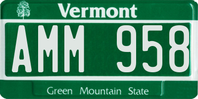 VT license plate AMM958