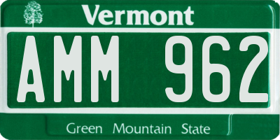 VT license plate AMM962
