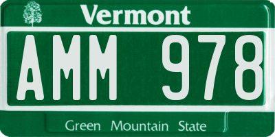 VT license plate AMM978